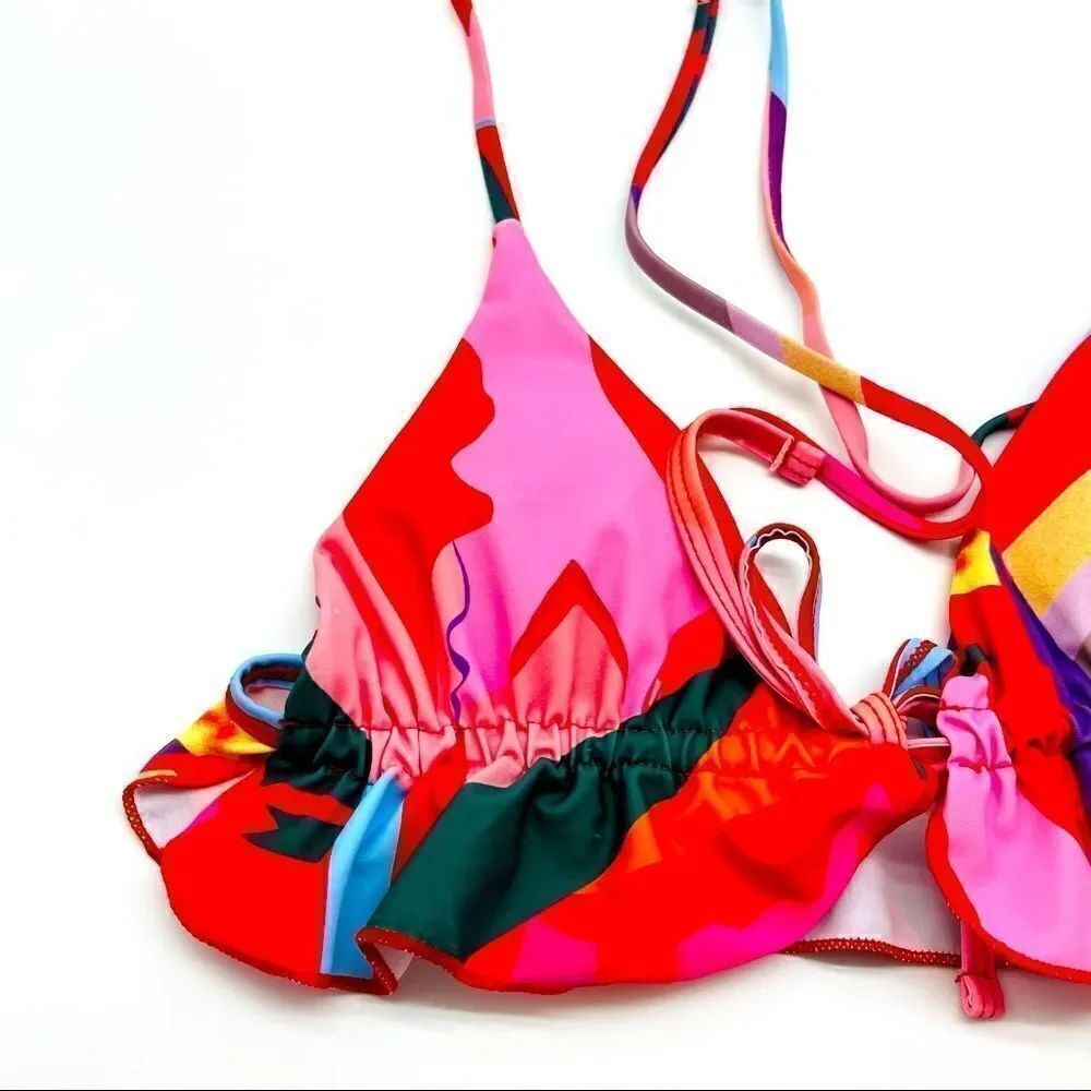 Colorful Triangle Tie Around Neck Bikini Top - Picture 4 of 9